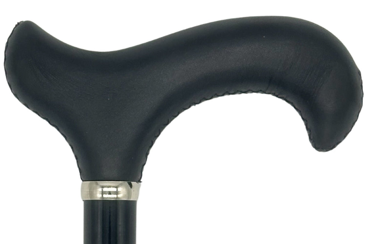 Classy Cane with Black Derby Handle in Italian Leather - Silverts 2