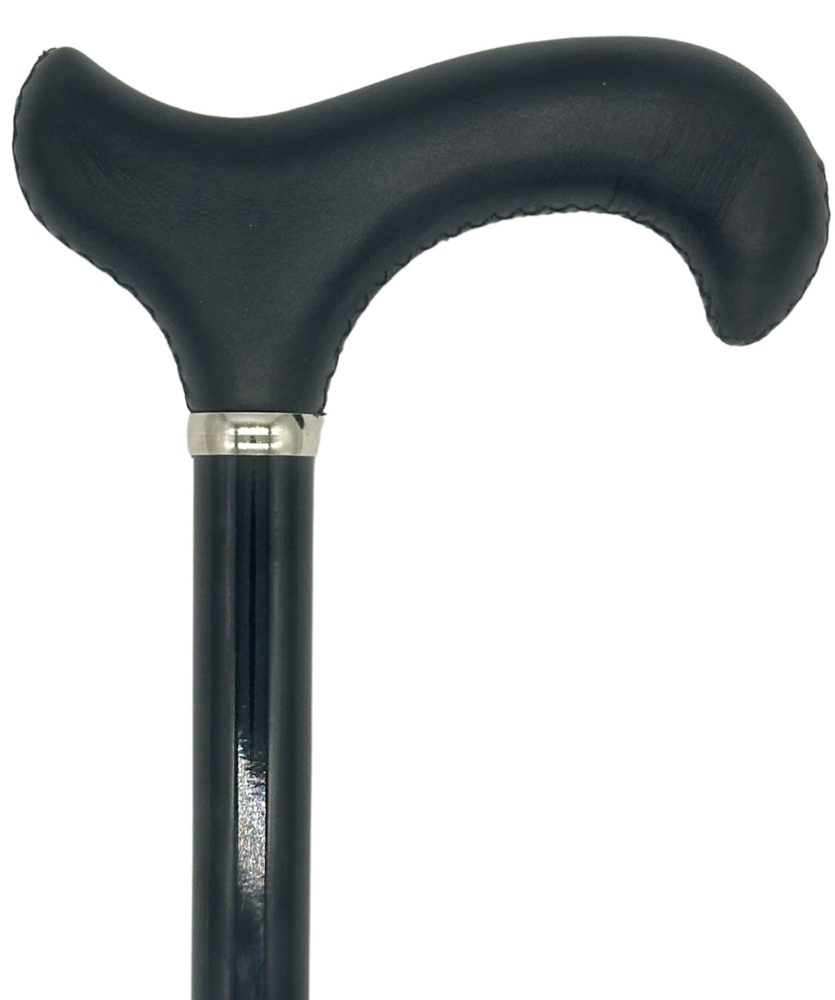 Classy Cane with Black Derby Handle in Italian Leather - Silverts 1