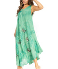 Sakkas Starlight Fourth Women's Tie Dye Caftan Tank Dress/Cover Up  Beach Kaftan