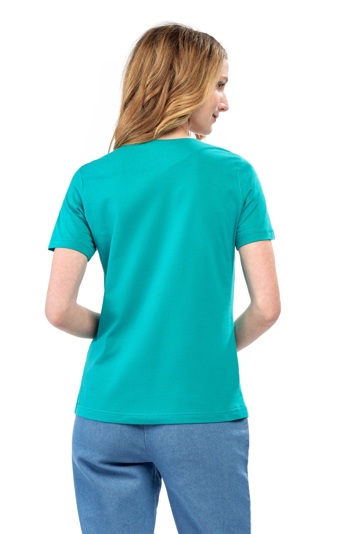 Women's Short Sleeve Cotton Knit T-shirt in Pintuck Style - Silverts 7