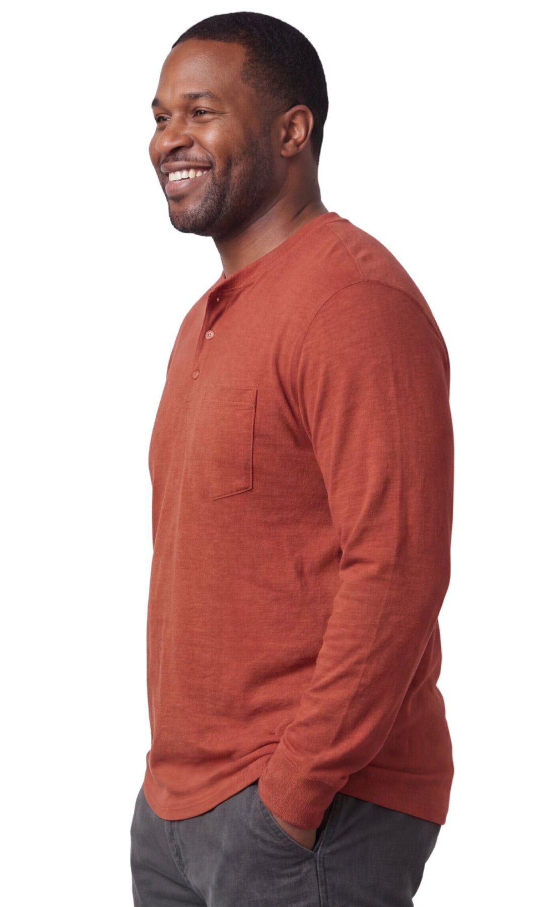 Men's Long Sleeve Henley shirt in cotton blend with 3 Button Placket & Chest Pocket - Silverts 19
