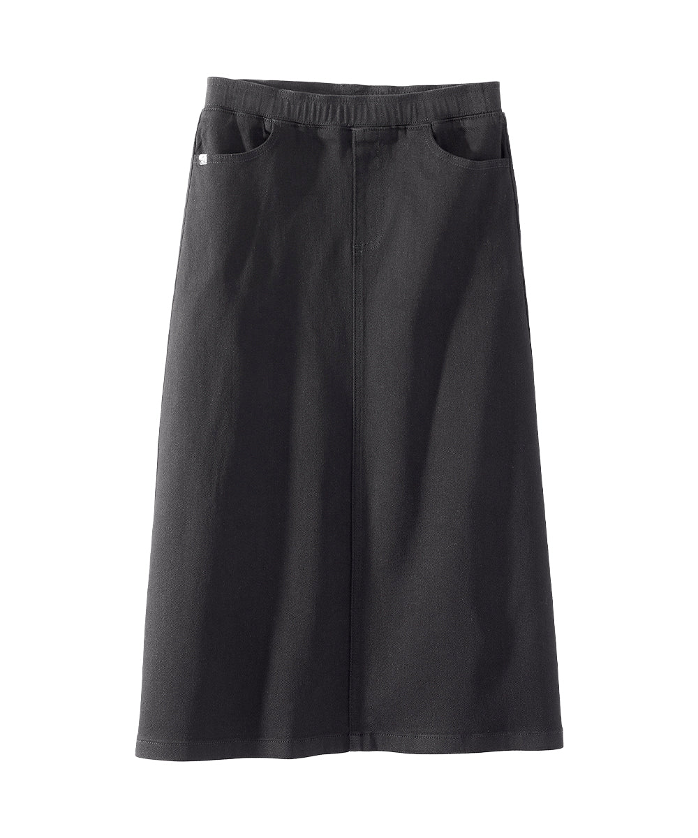 Women's Self Dressing Pull-On Denim Midi Skirt - Silverts 1
