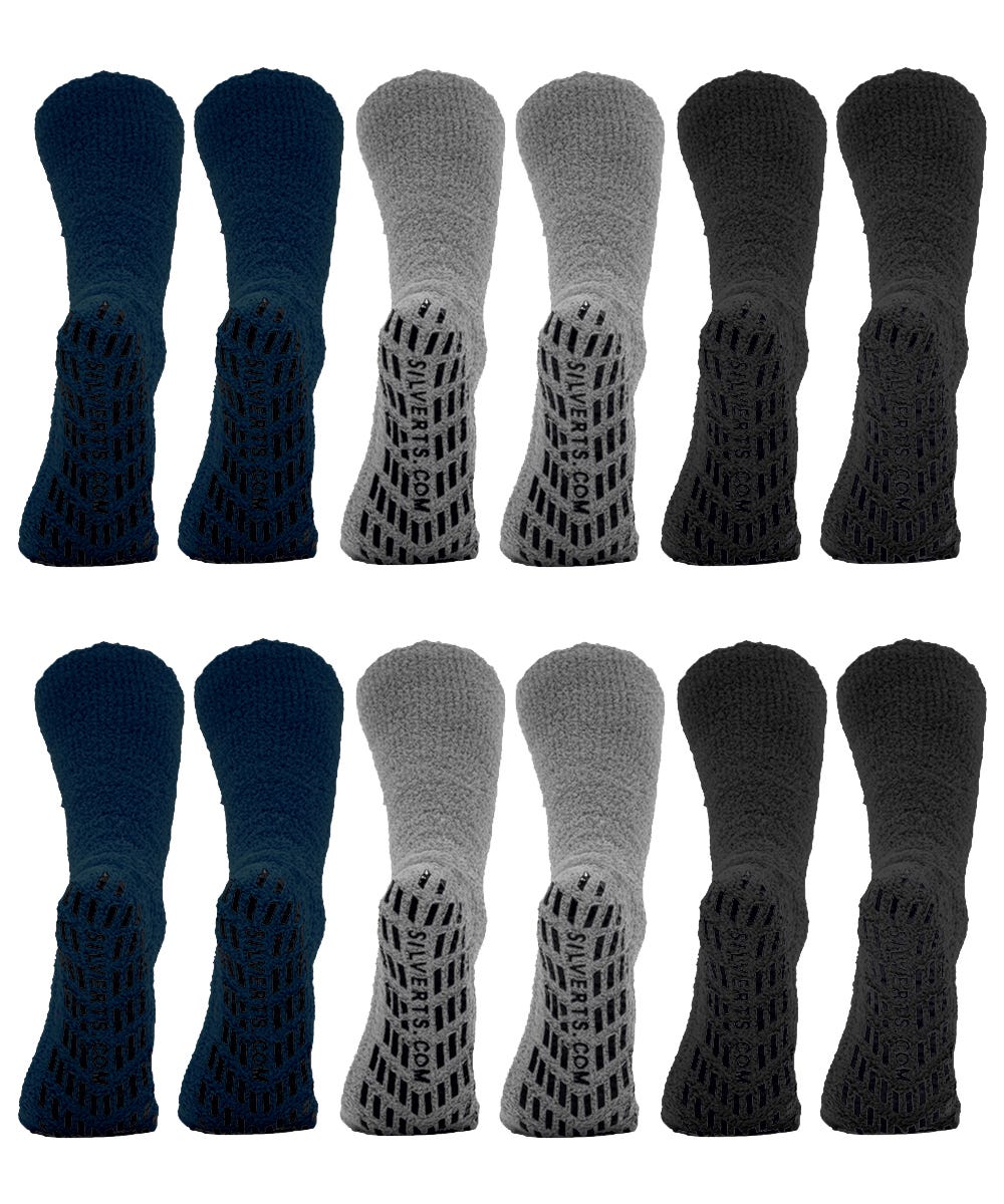 Unisex Hospital Slipper-Grip Socks - 6 Pack - Clearance - Silverts 3