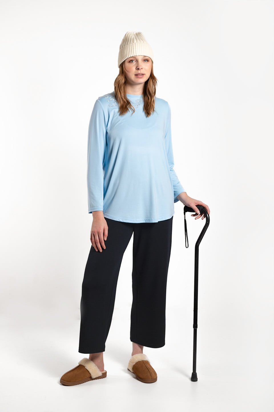 Women's Open Back Embellished Long Sleeve Top - Silverts 1