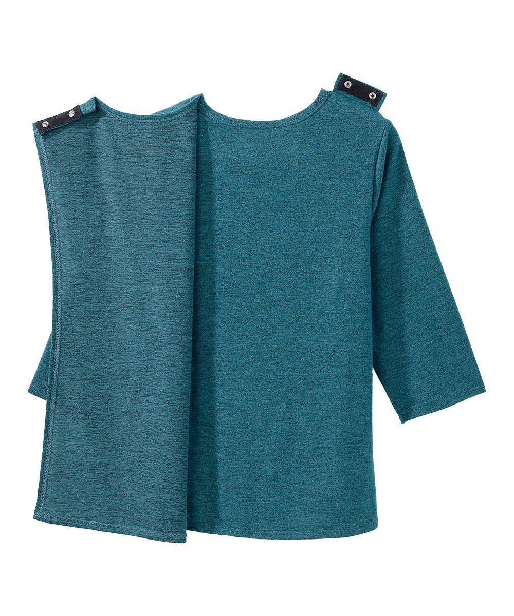 Women's Open Back 3/4 Sleeve Soft Knit Top - Silverts 18