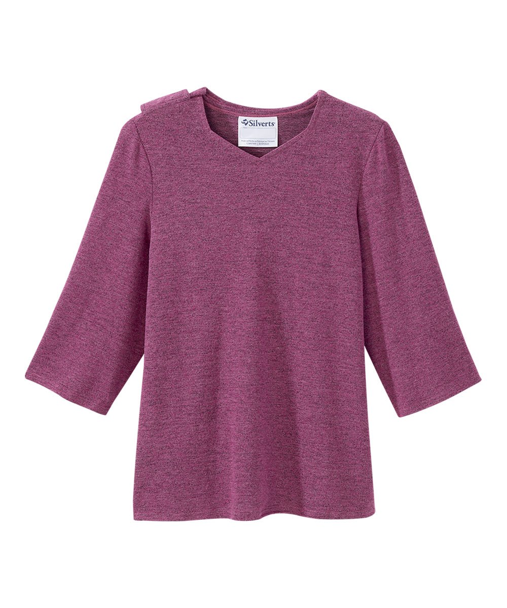 Women's Open Back 3/4 Sleeve Soft Knit Top - Silverts 21