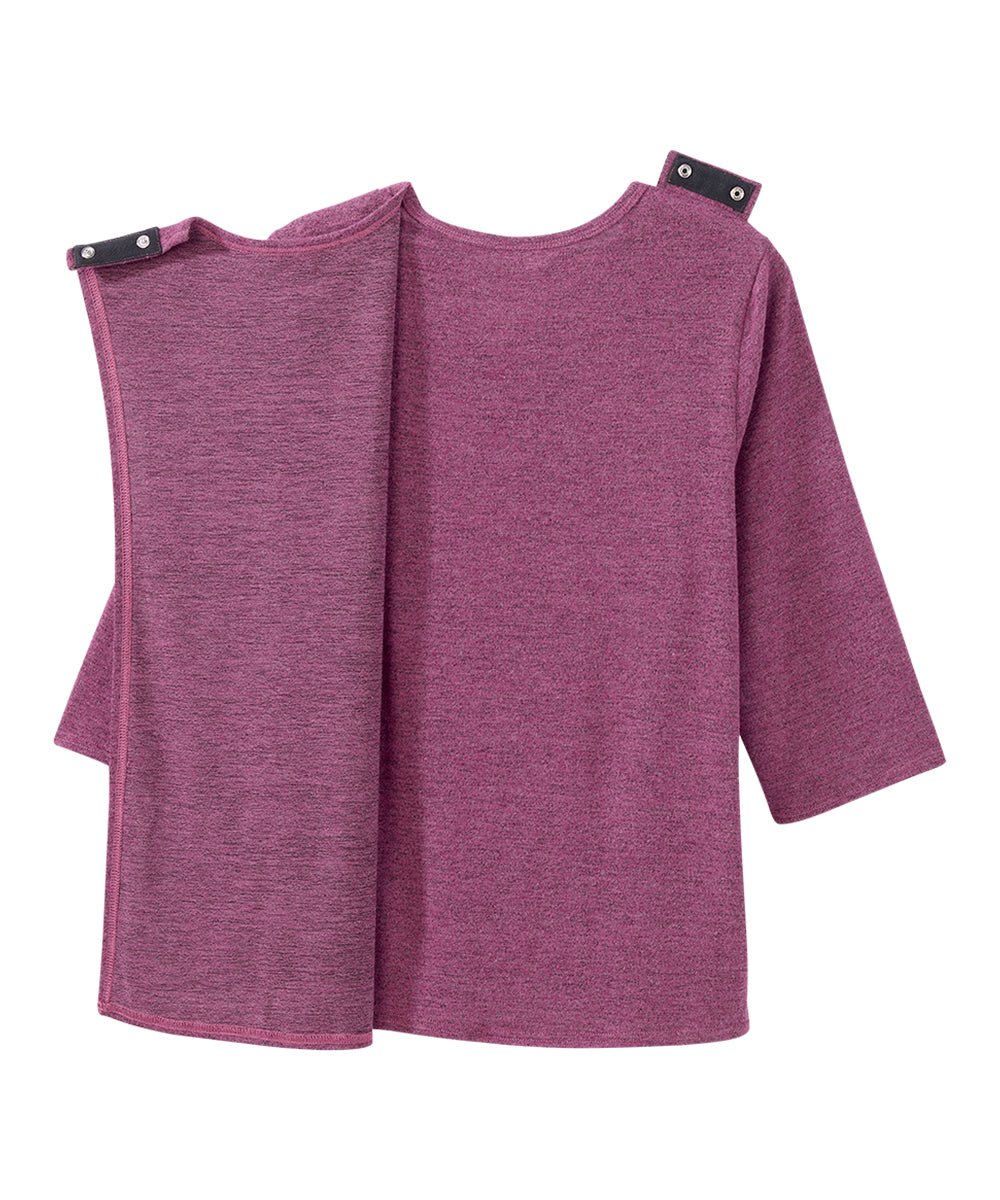 Women's Open Back 3/4 Sleeve Soft Knit Top - Silverts 22