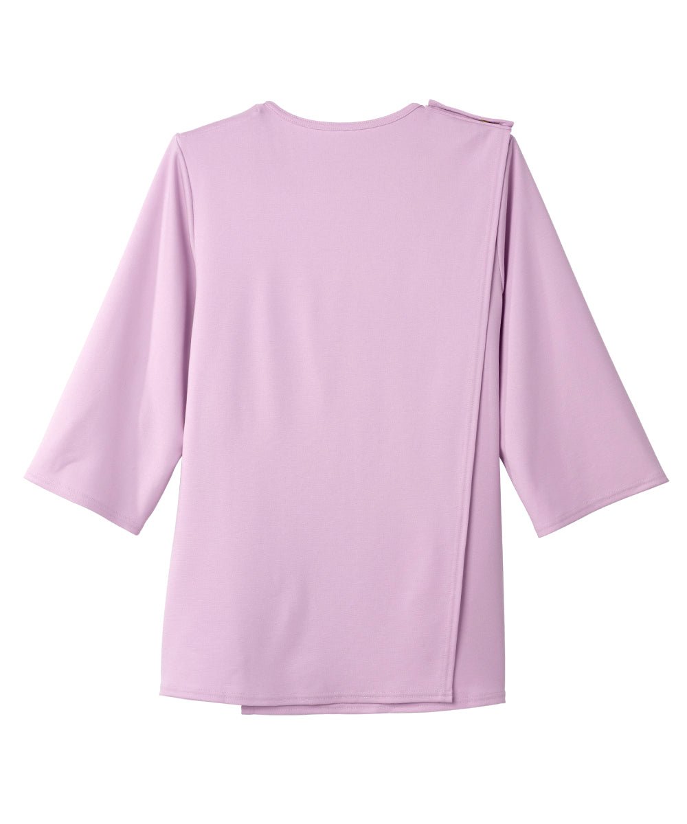 Women's Open Back 3/4 Length Sleeve Top with Embroidery - Silverts 44