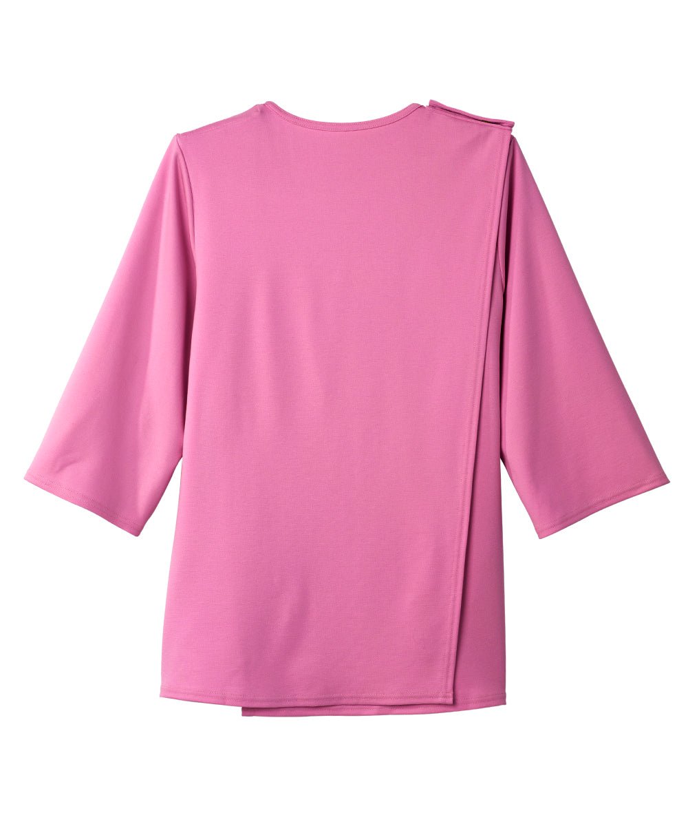 Women's Open Back 3/4 Length Sleeve Top with Embroidery - Silverts 47