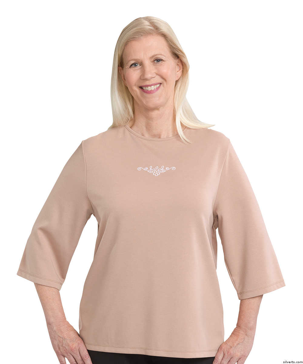 Women's Embroidered Adaptive 3/4 Sleeve Top - Clearance - Silverts 21