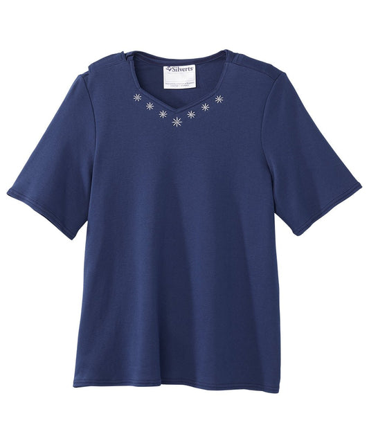 Women's Soft Embroidered Adaptive Top - Silverts 1