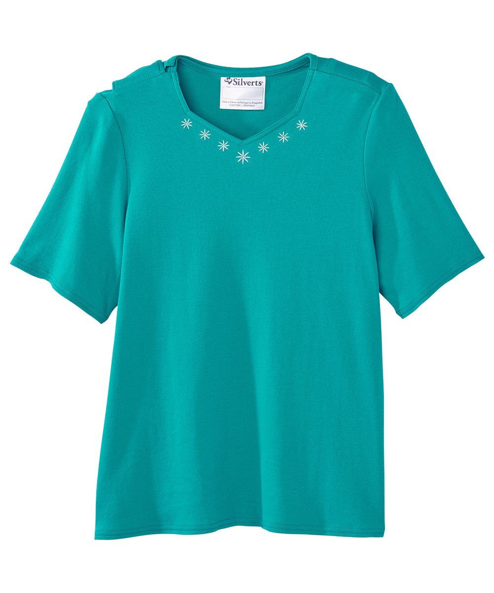 Women's Soft Embroidered Adaptive Top - Silverts 56