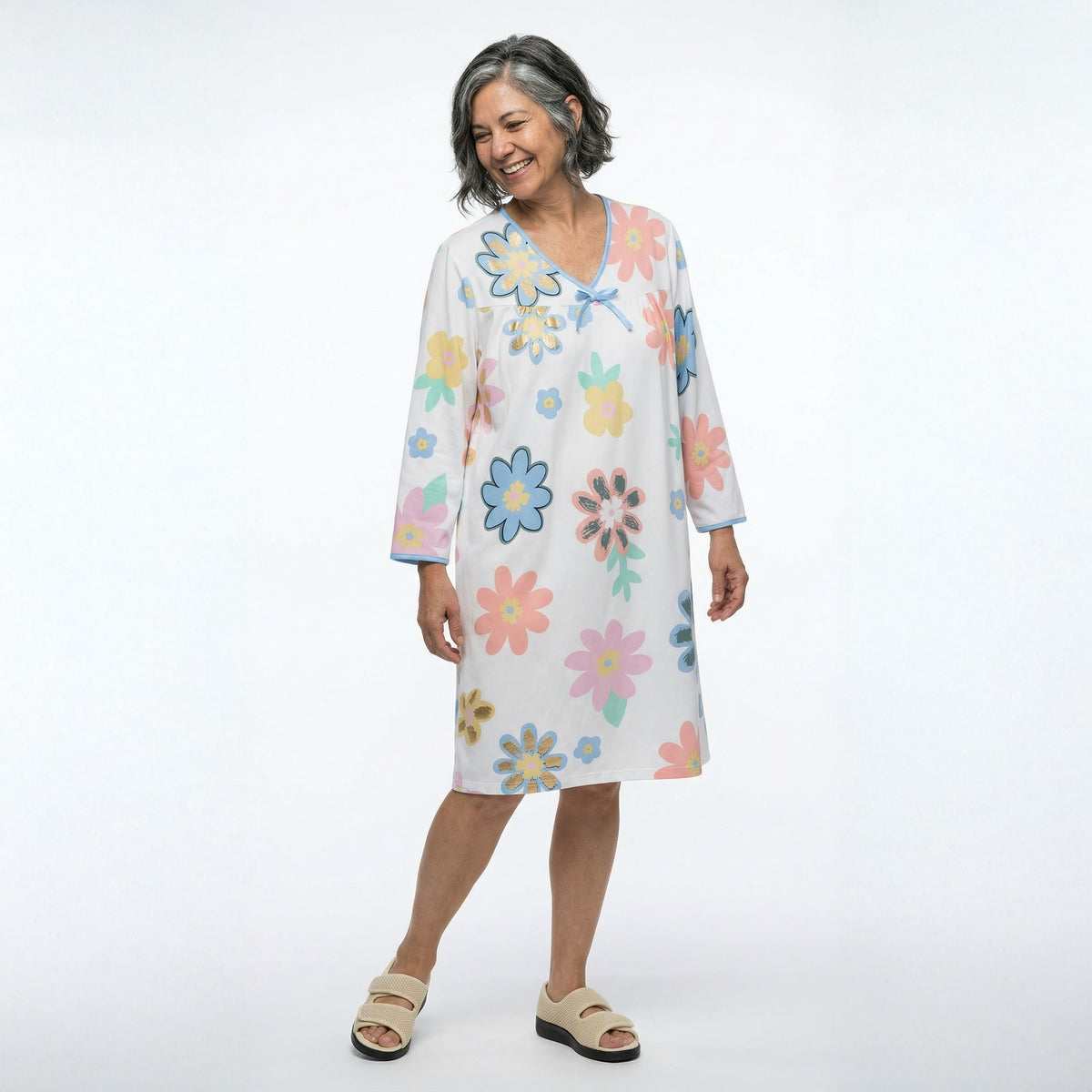 Women's Soft Bow Open Back Nightgown - Silverts 1