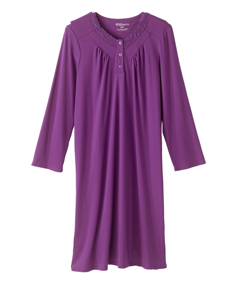 Women's No Peek Hospital & Home Care Gown with Lace Neckline - Silverts 54