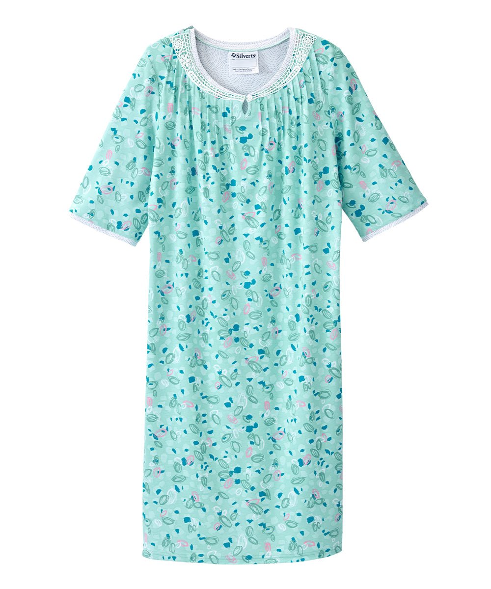 Open Back Knit Nightgown with Lace Trim - Clearance - Silverts 1