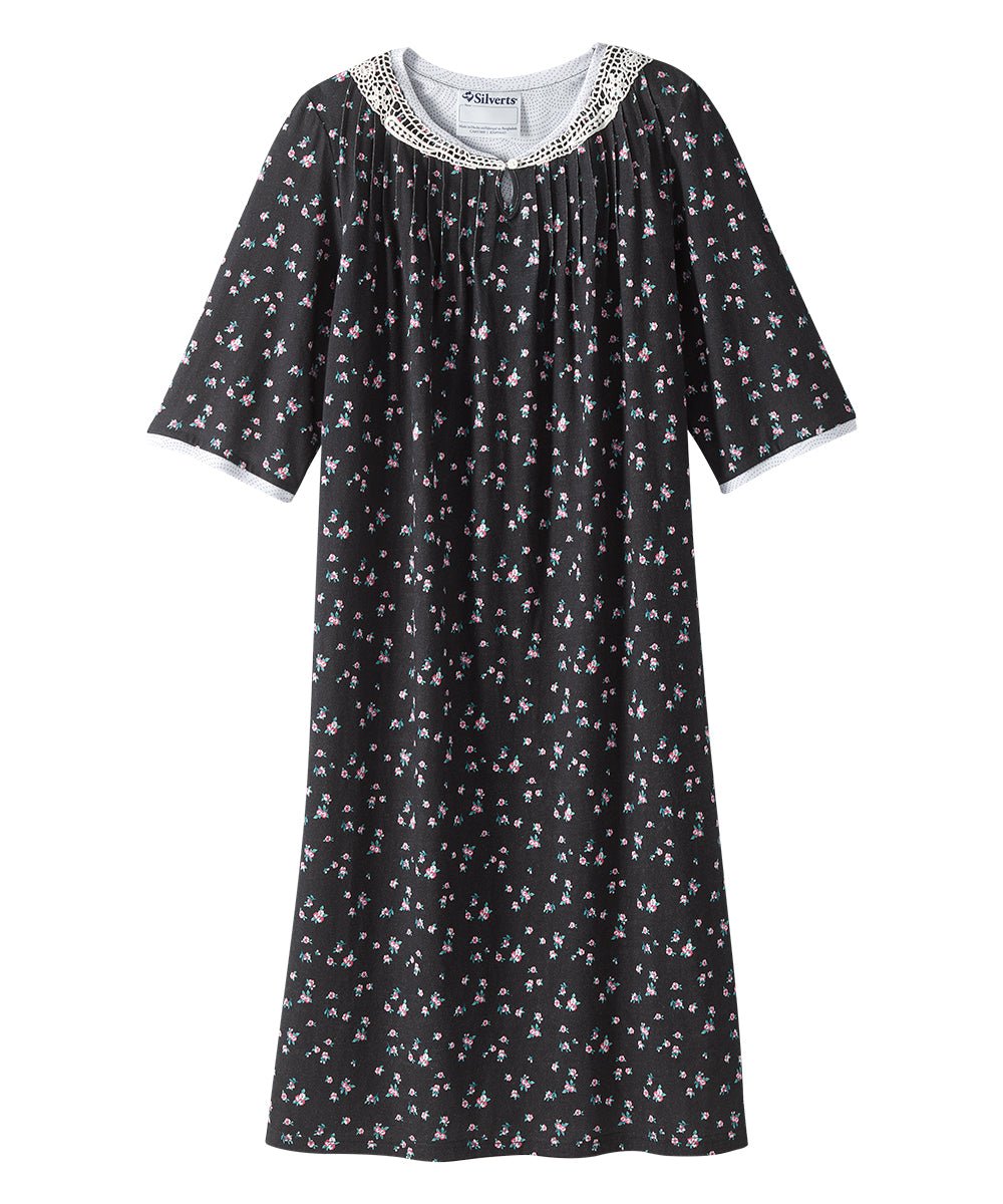 Open Back Knit Nightgown with Lace Trim - Clearance - Silverts 15