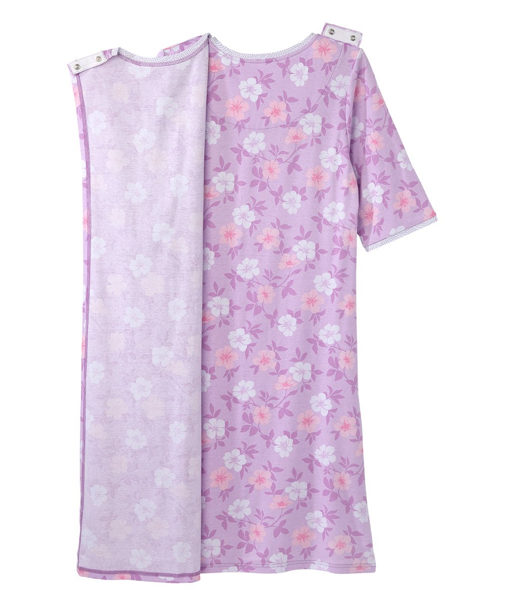 Open Back Knit Nightgown with Lace Trim - Silverts 60