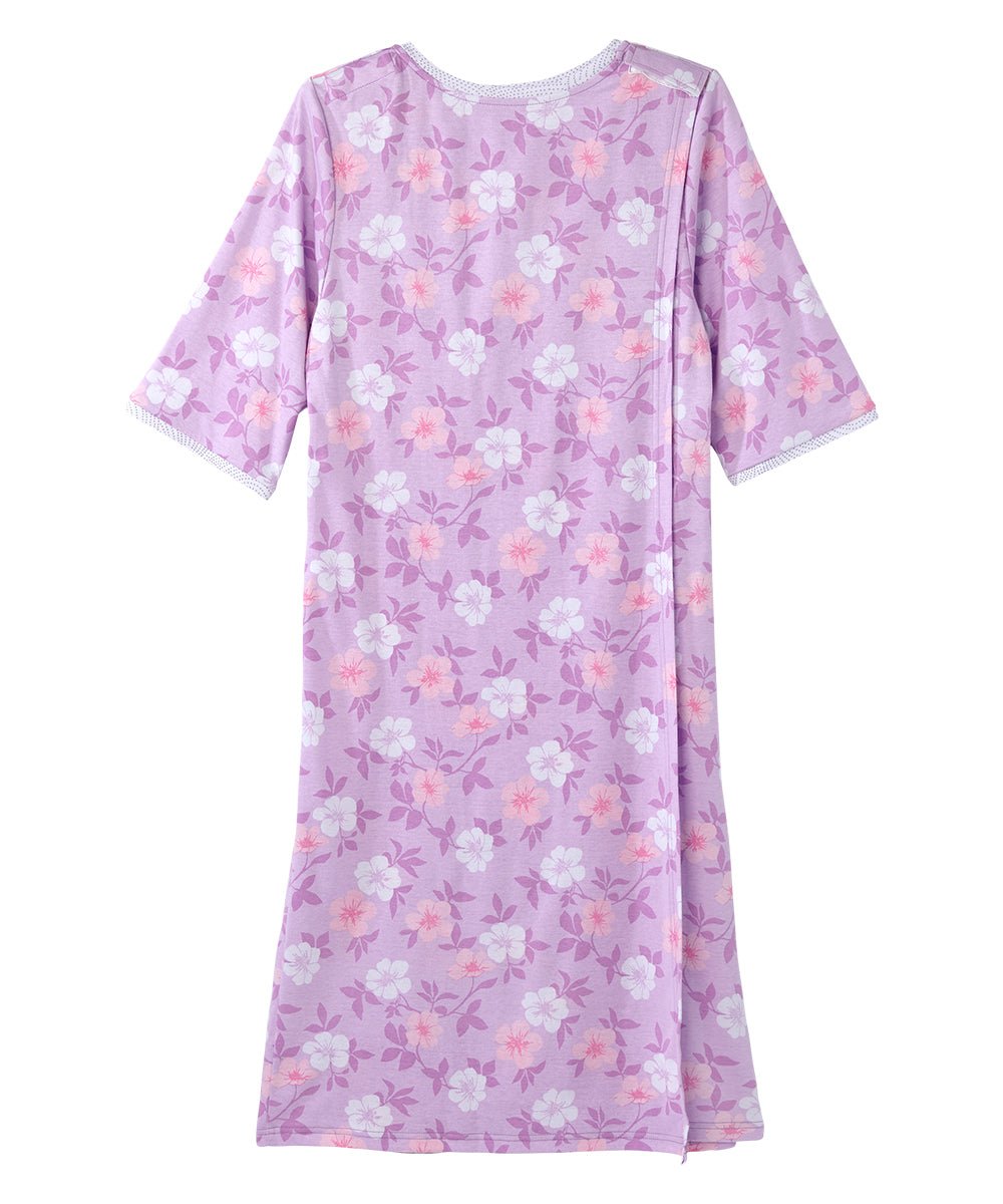 Open Back Knit Nightgown with Lace Trim - Silverts 62