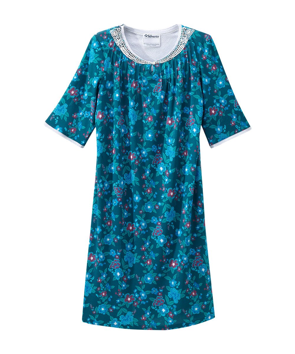 Open Back Knit Nightgown with Lace Trim - Clearance - Silverts 7