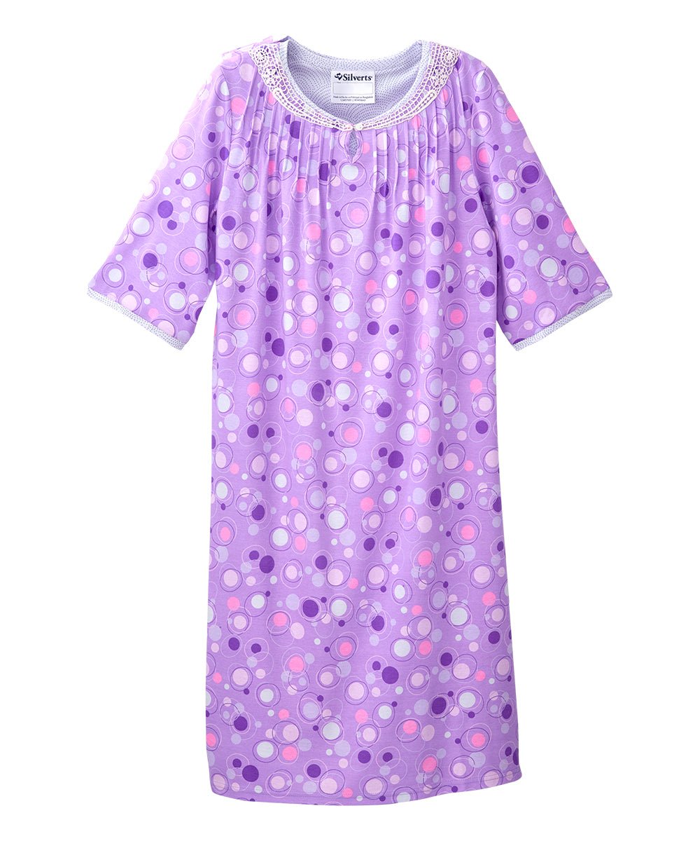 Open Back Knit Nightgown with Lace Trim - Clearance - Silverts 47