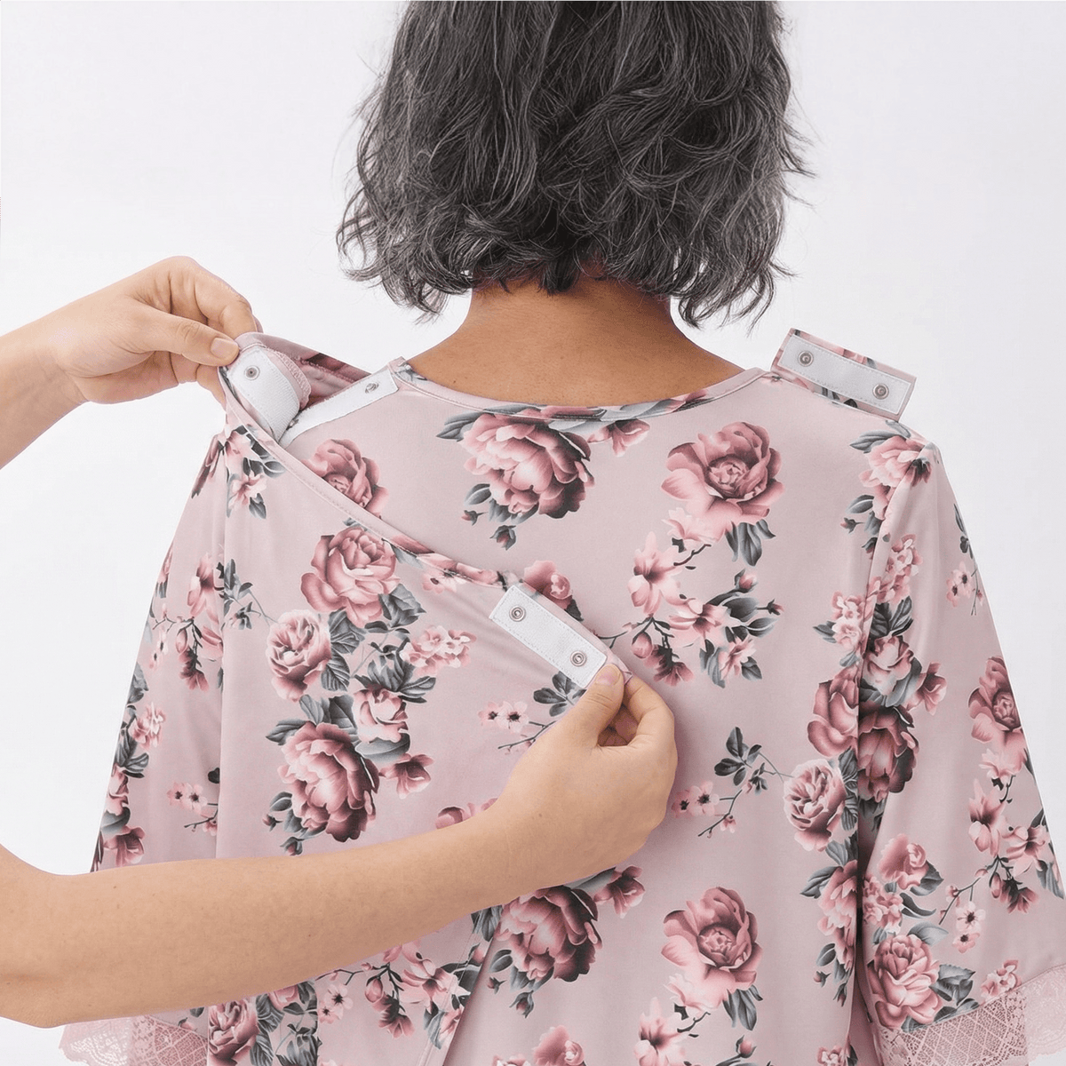 Women's Open Back V-Neck Lace Trim Nightgown - Silverts 2