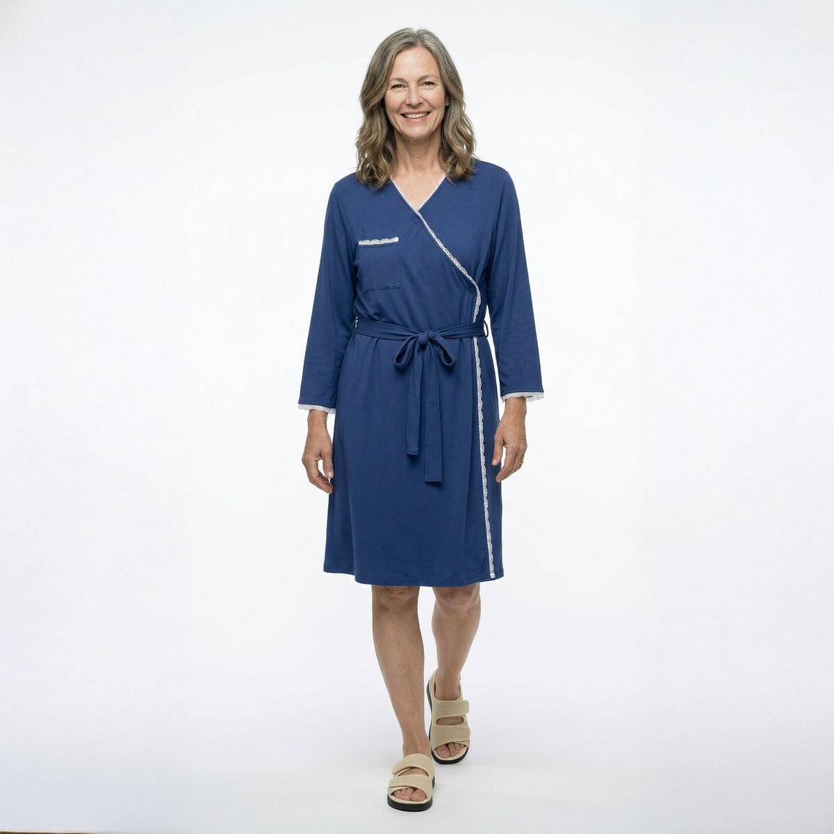 Women's Buttery Soft Open Front Nightgown/Robe - Silverts 1