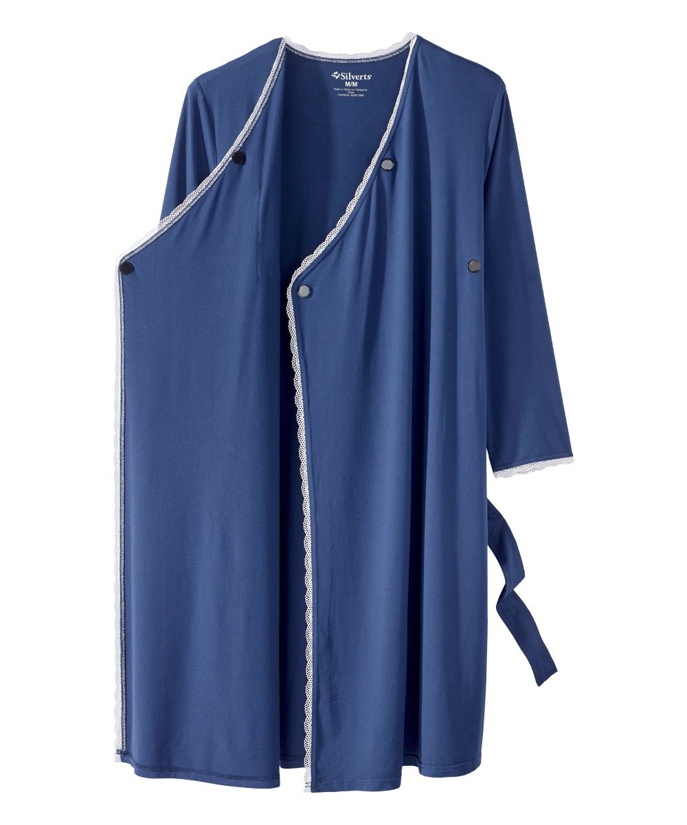 Women's Buttery Soft Open Front Nightgown/Robe - Silverts 4