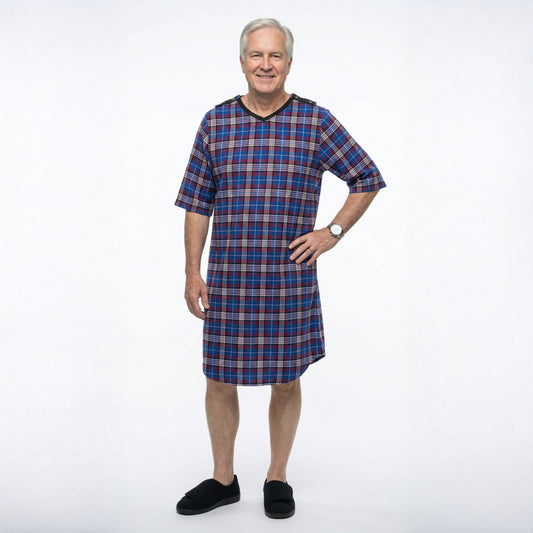 Men's Flannel Hospital & Home Care Gown - Silverts 1