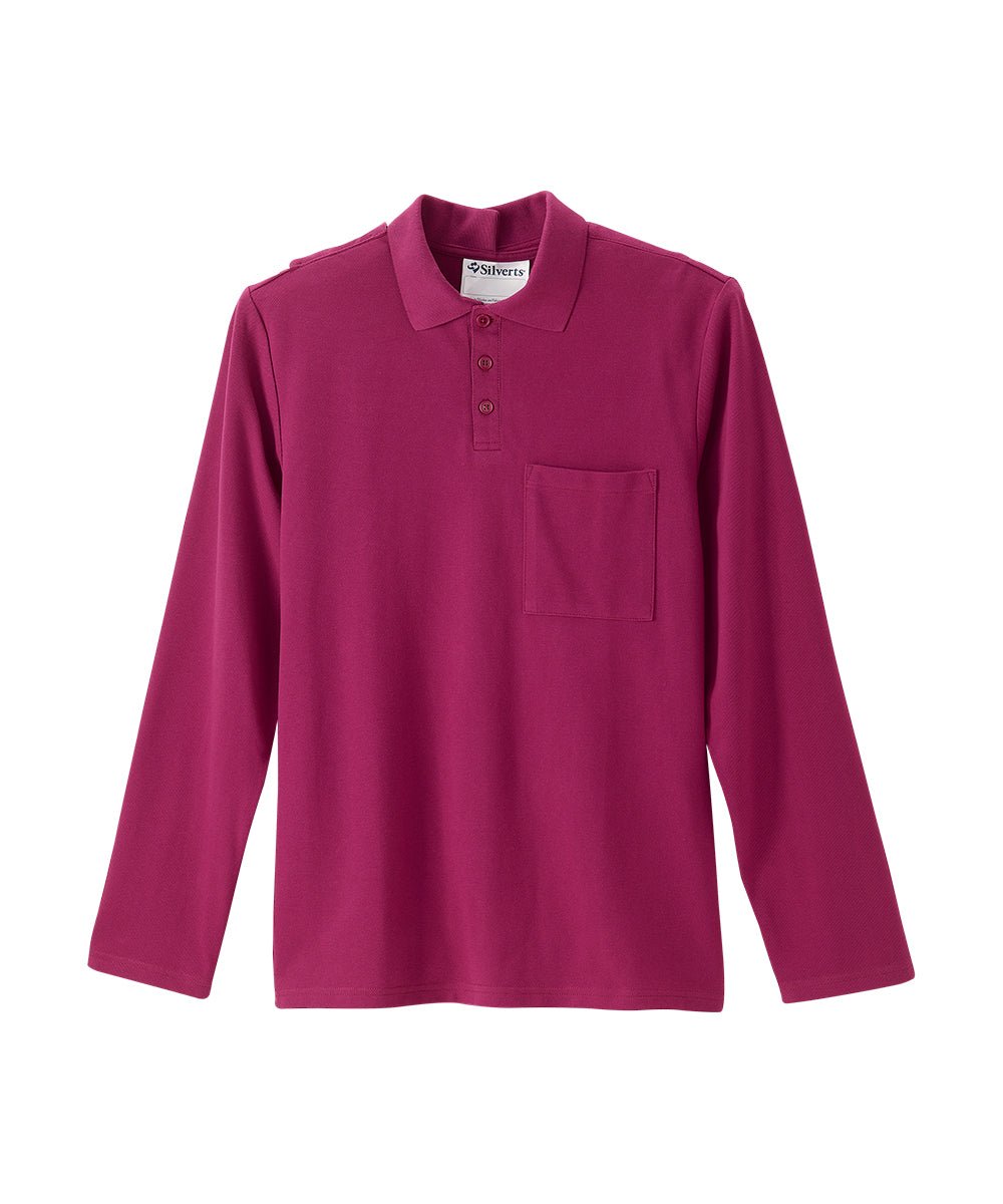 Men's Adaptive Open Back Polo Shirt with Long Sleeves - Silverts 13