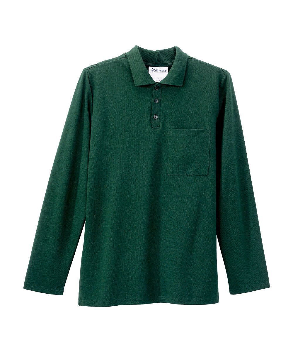 Men's Adaptive Open Back Polo Shirt with Long Sleeves - Silverts 3