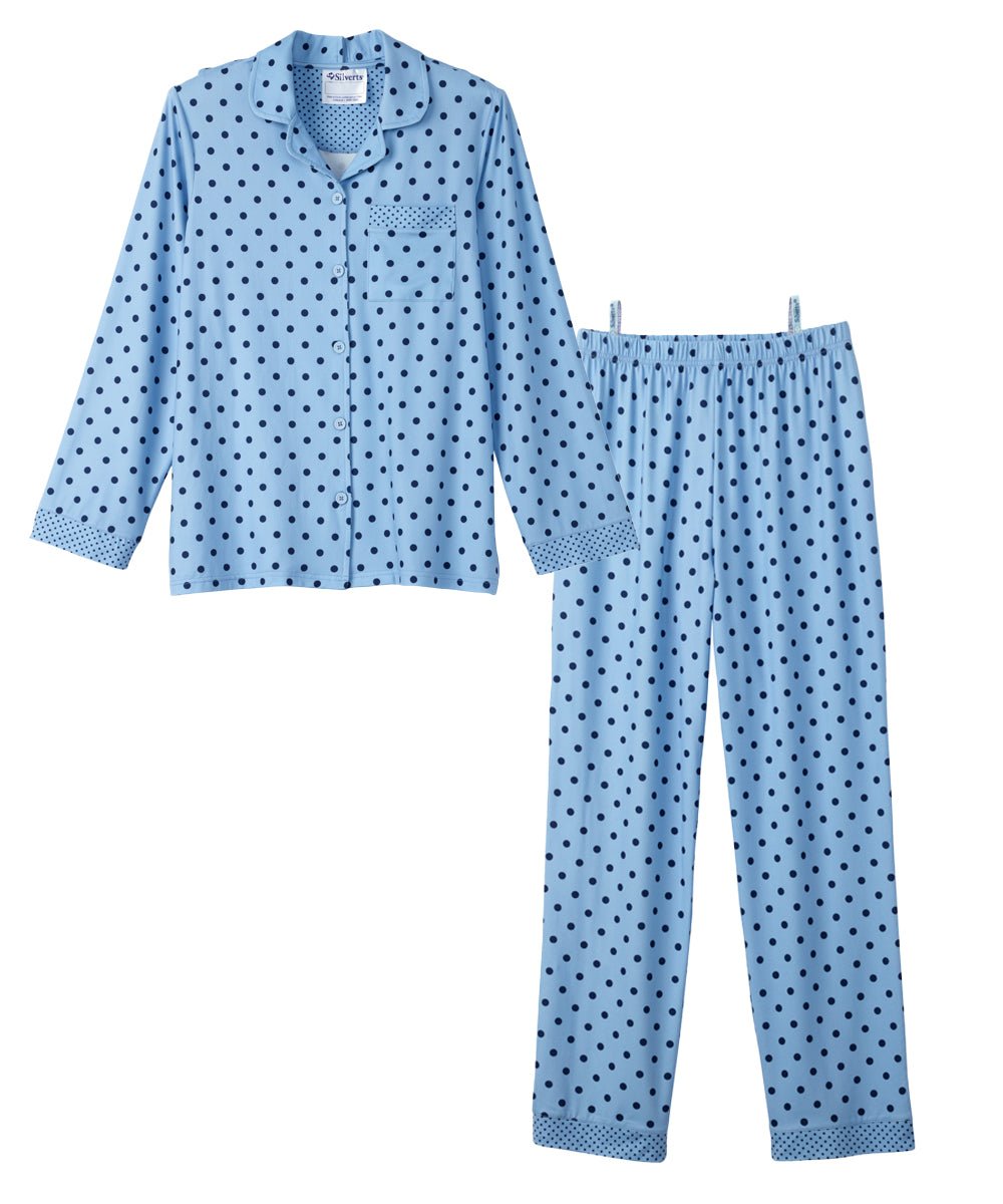 Women's Open Back Top & Pull-On Pant Polka Dot Pajama Set - Silverts 1