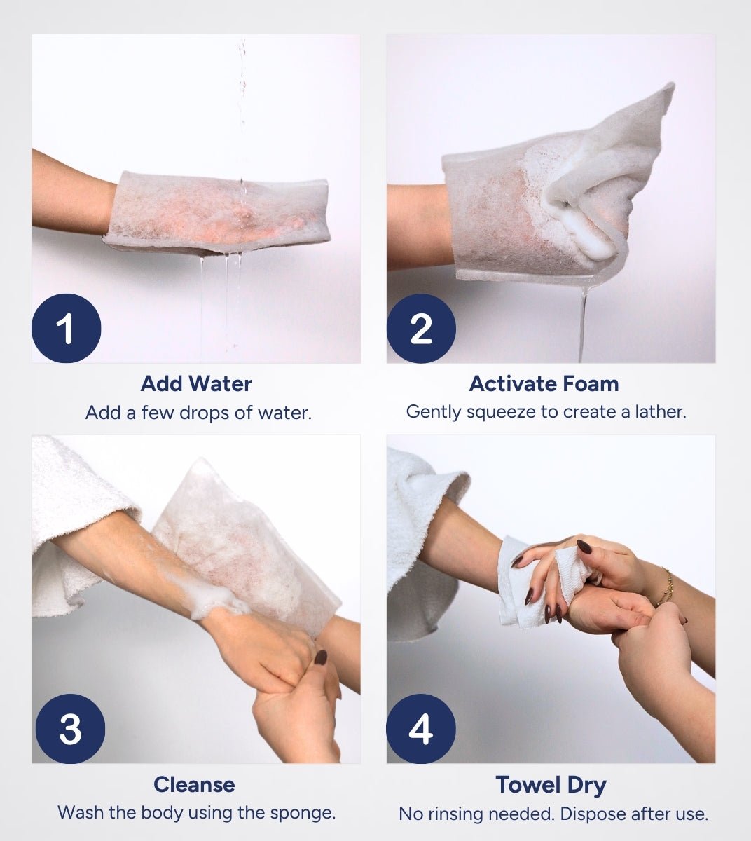 Rinse Free Bath Sponges – Quick Clean Mitts for Bath-Free Washing - Silverts 2