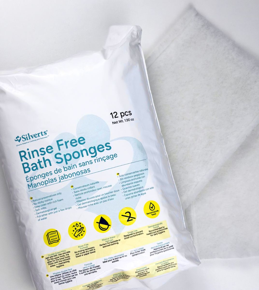 Rinse Free Bath Sponges – Quick Clean Mitts for Bath-Free Washing - Silverts 3