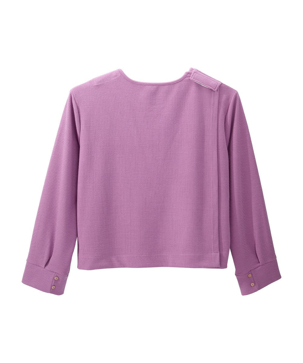 Women's Open Back Relaxed Ribbed Long Sleeve Top - Silverts 9