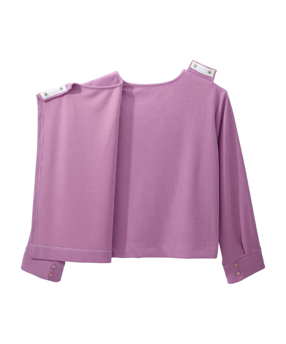 Women's Open Back Relaxed Ribbed Long Sleeve Top - Silverts 7