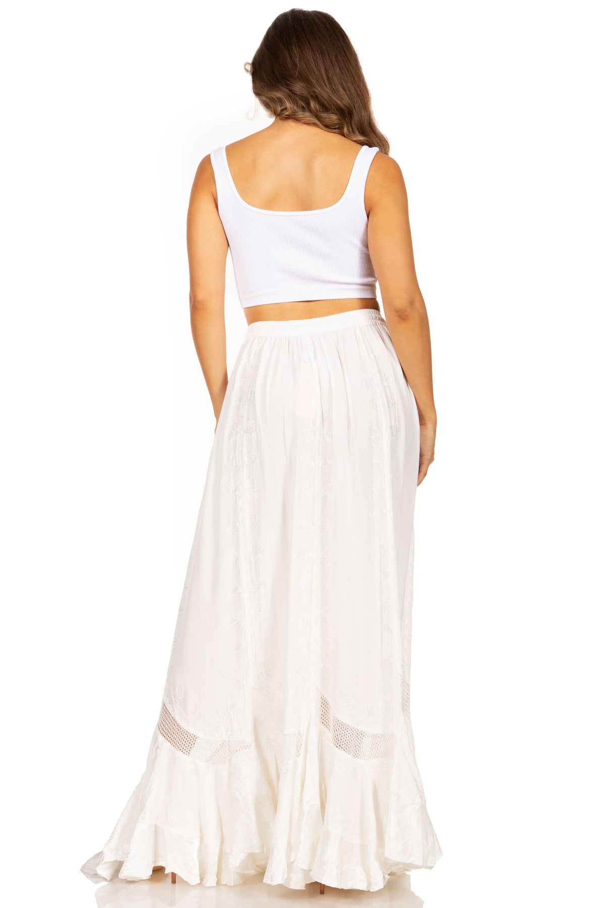 Sakkas Ivy Second Women's Maxi Boho Elastic Waist Embroidered A Line Long Skirt