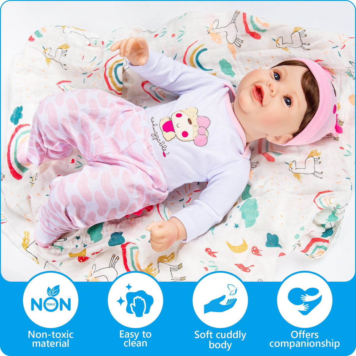22 inch - Lifelike Reborn Baby Dolls for Seniors with Dementia -Therapy Doll - Soft Body Realistic Newborn - Alzheimer's Activity for Adults - Patients Nursing Home - Gifts for Elderly - Anxiety relief - Silverts 6