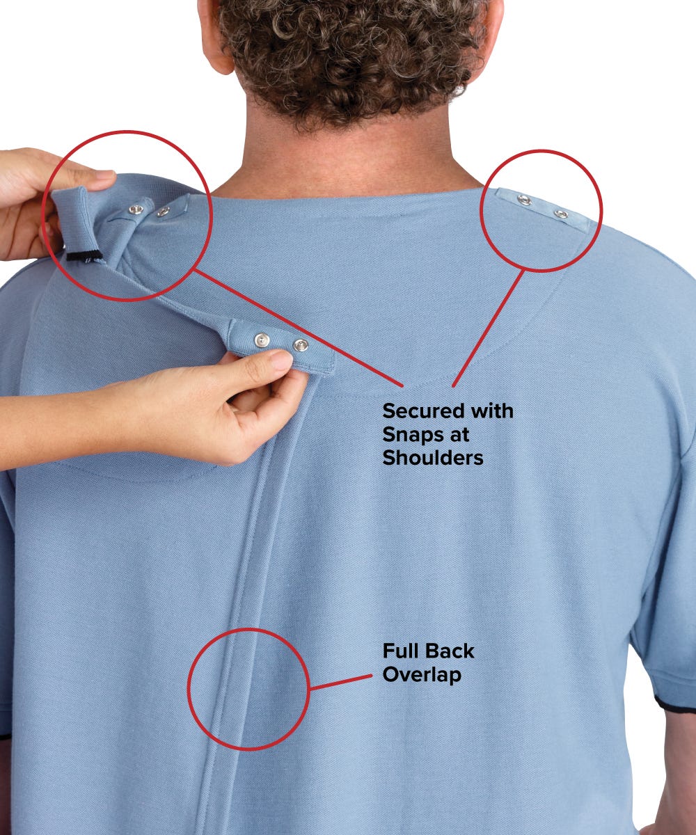 Men's Adaptive Open Back Polo Shirt with Long Sleeves - Clearance - Silverts 2