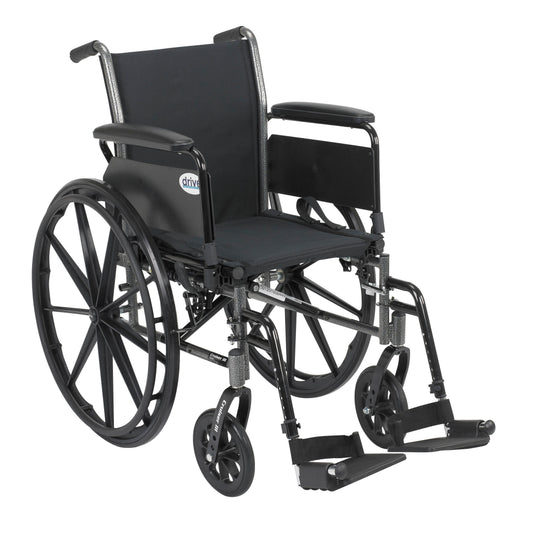 Cruiser III Light Weight Wheelchair with Flip Back Removable Arms, Full Arms, Swing away Footrests, 18" Seat - Silverts 1
