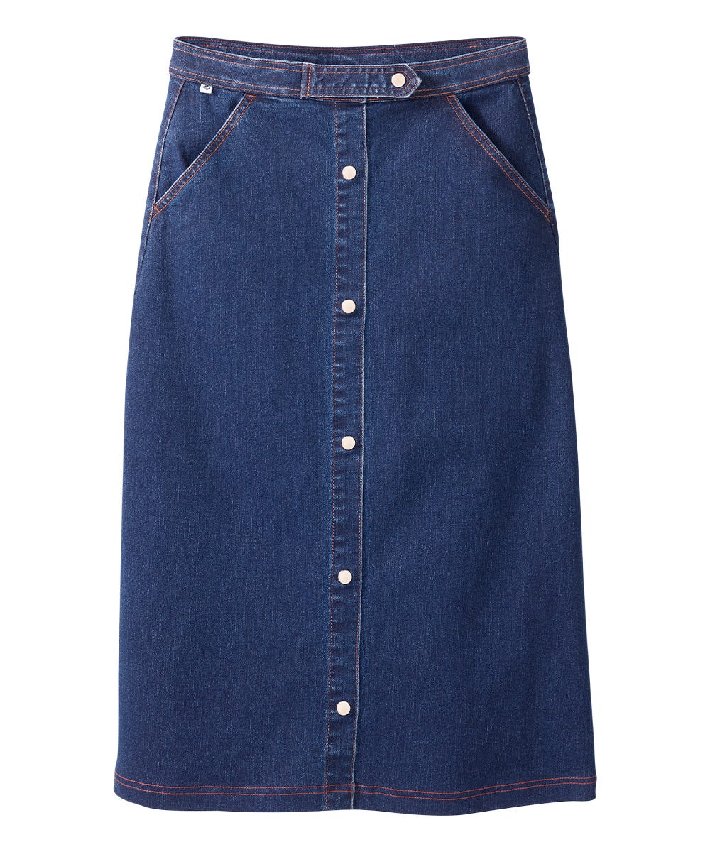 Women's Self Dressing Pull-On Denim Midi Skirt - Silverts 4