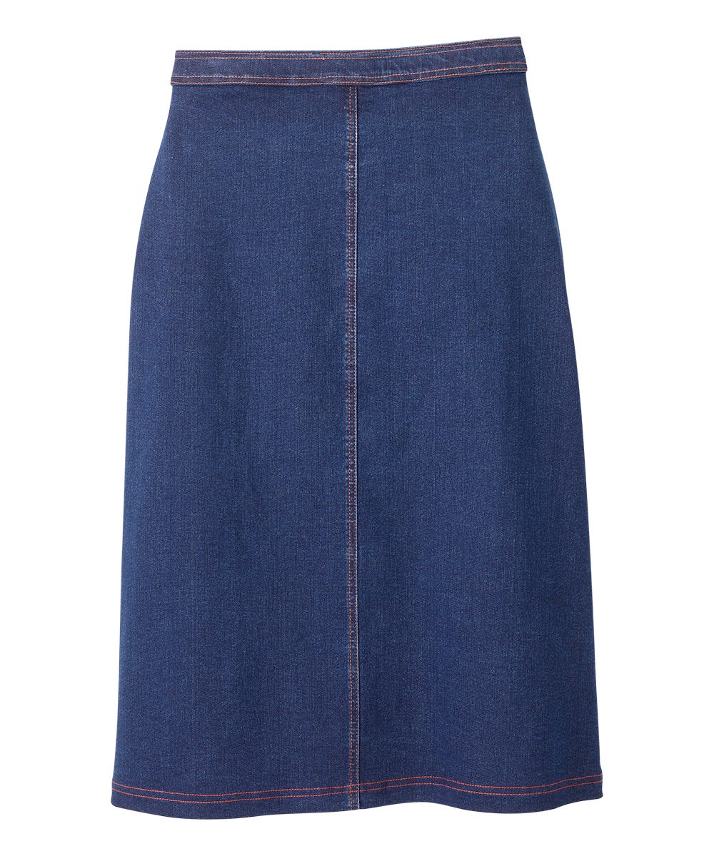 Women's Self Dressing Pull-On Denim Midi Skirt - Silverts 5