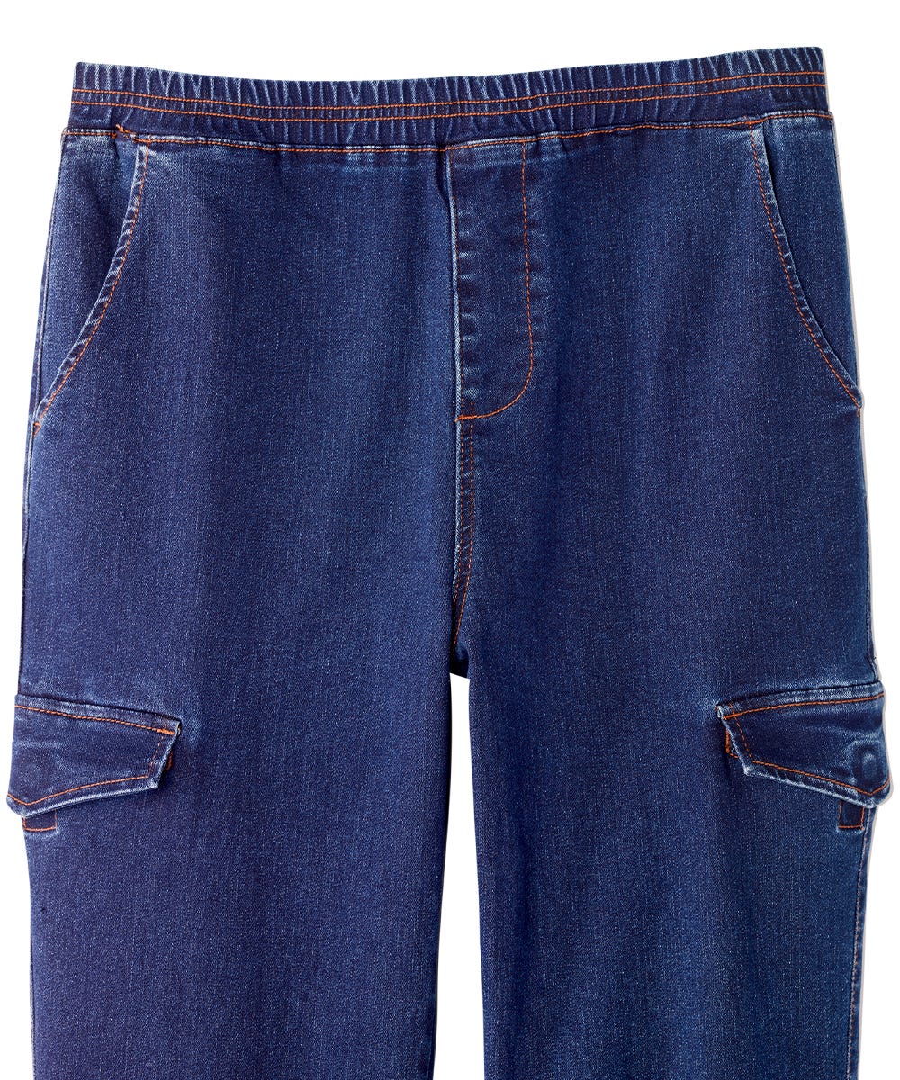 Men's Self Dressing Pull-on Jeans with Cargo Pockets - Silverts 14