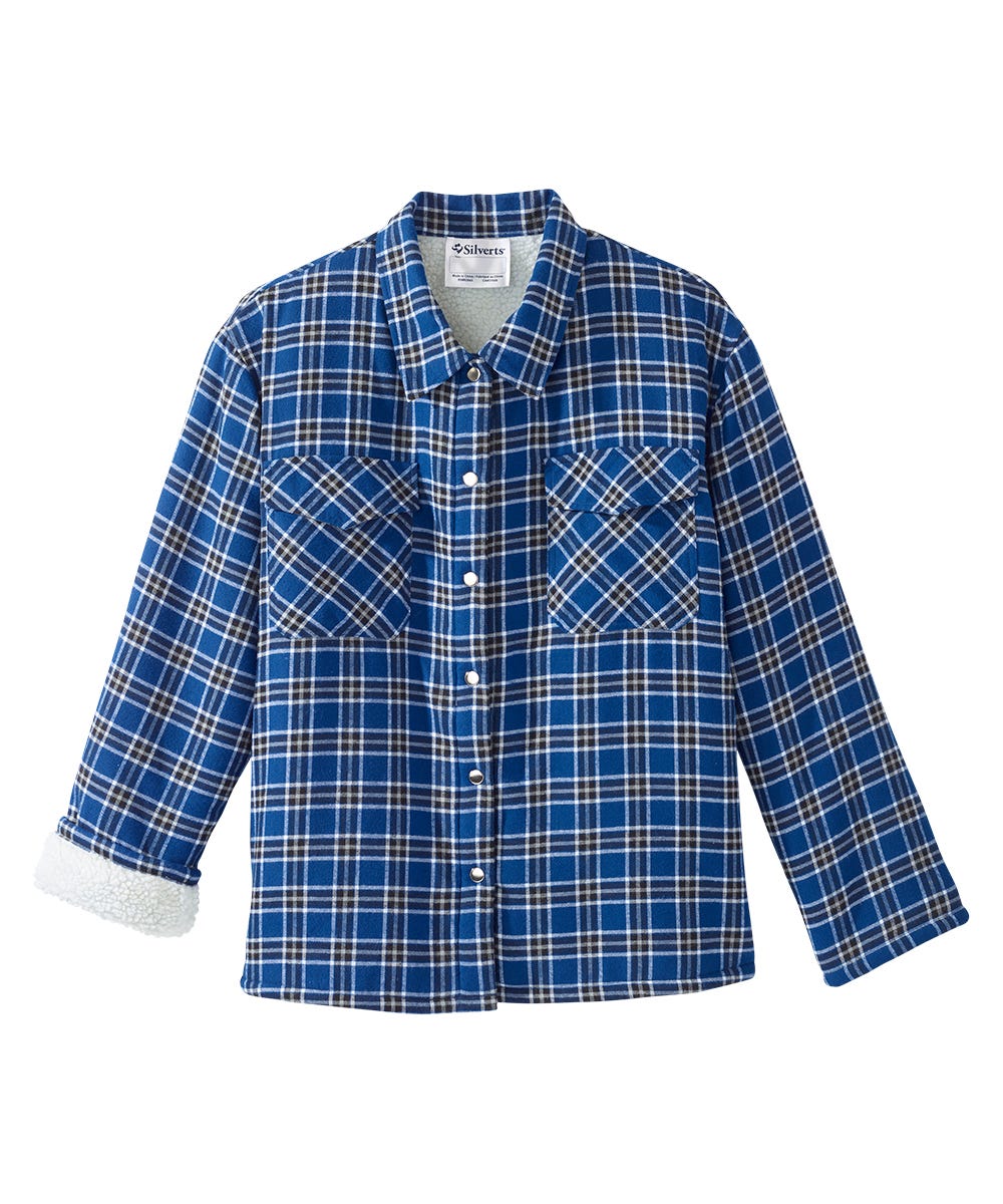 Men's Magnetic Closure Sherpa Lined Shirt Jacket - Silverts 5