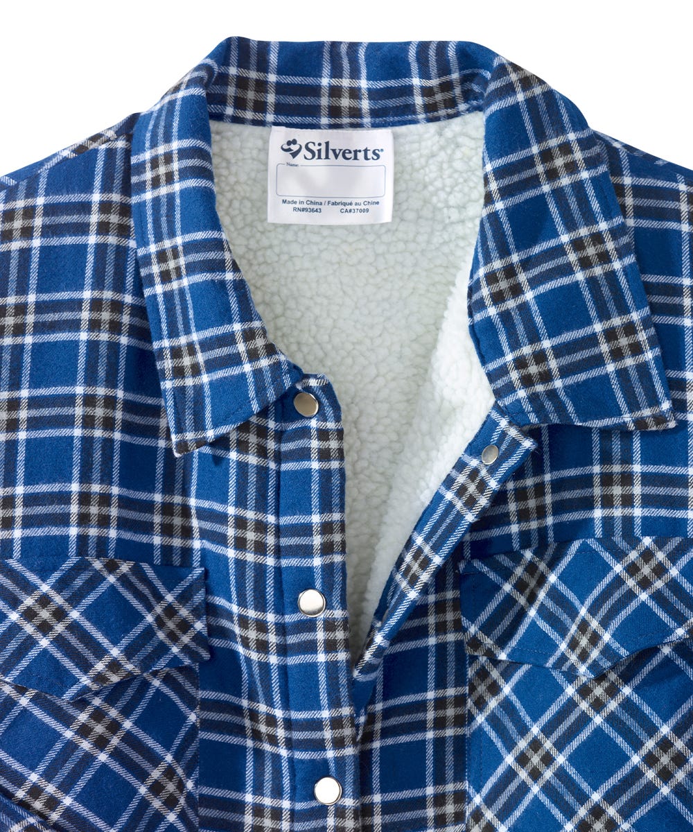 Men's Magnetic Closure Sherpa Lined Shirt Jacket - Silverts 7