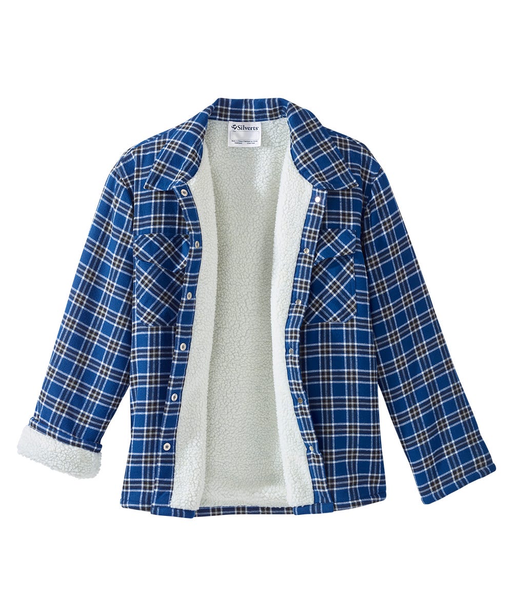 Men's Magnetic Closure Sherpa Lined Shirt Jacket - Silverts 6