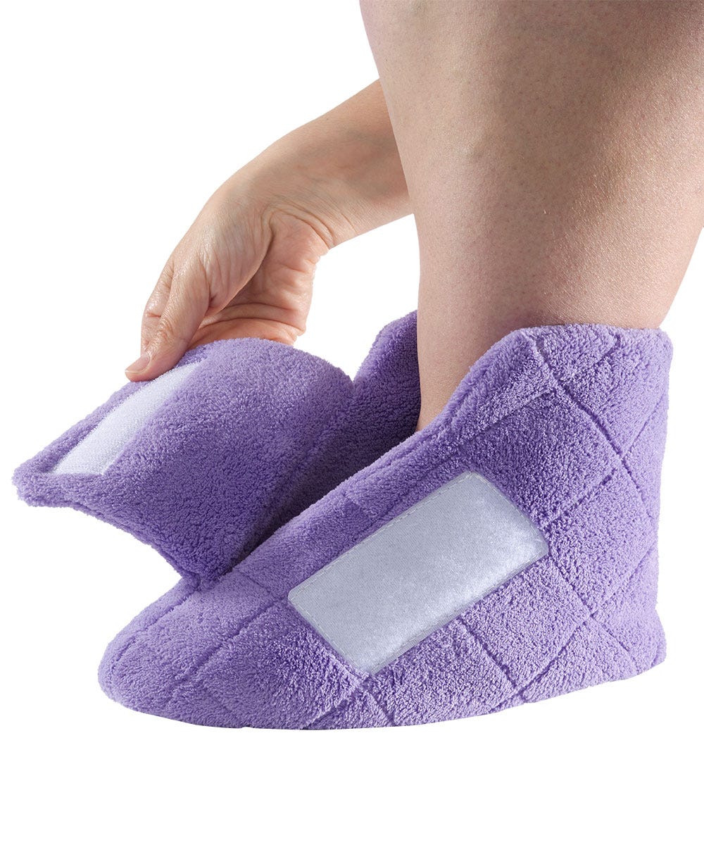 Women’s Plush Adjustable Slippers for Sore & Swollen Feet - Silverts 6