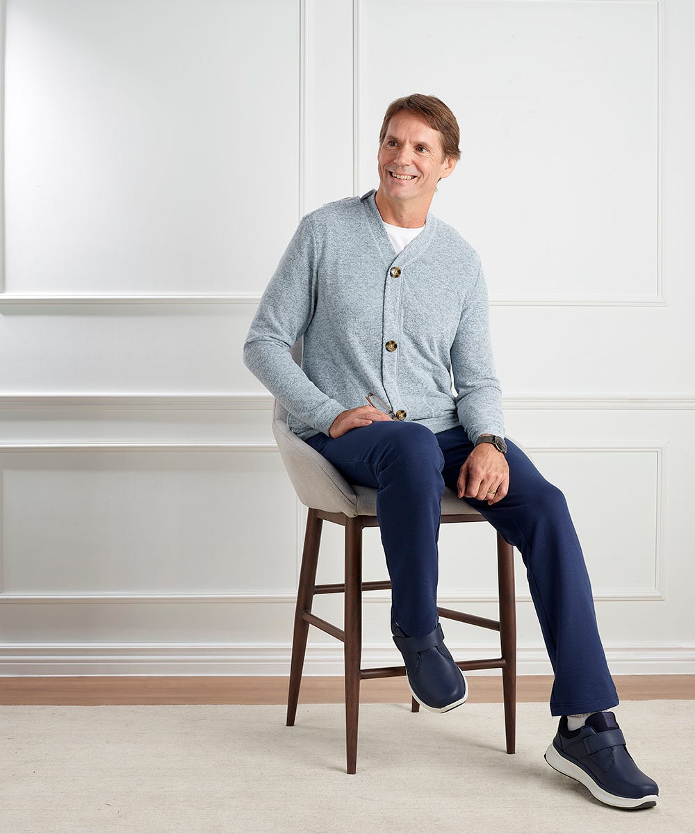 Men's Open Back Knit Cardigan - Silverts 1