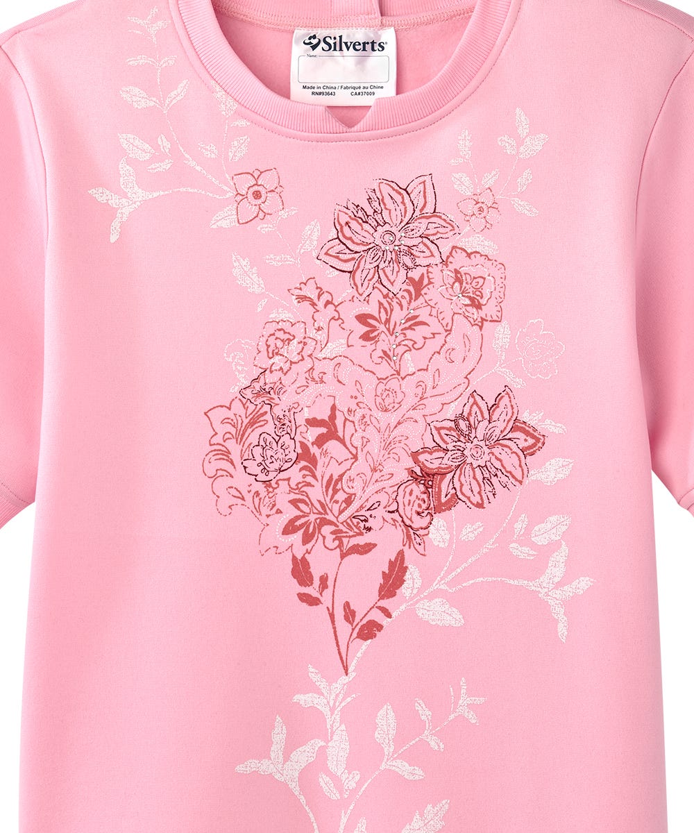 Women's Open Back Floral Fleece Top - Silverts 10