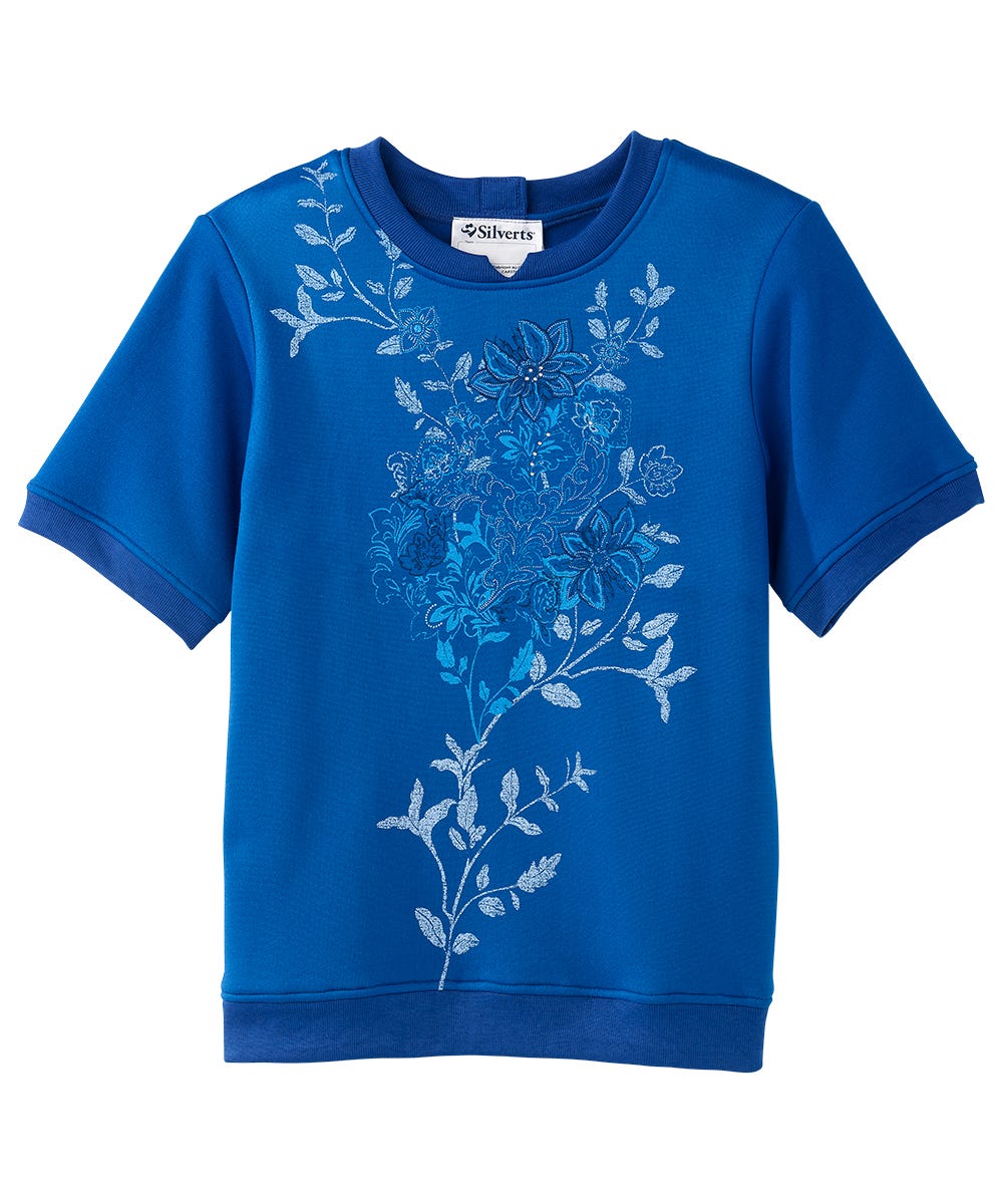 Women's Open Back Floral Fleece Top - Silverts 11