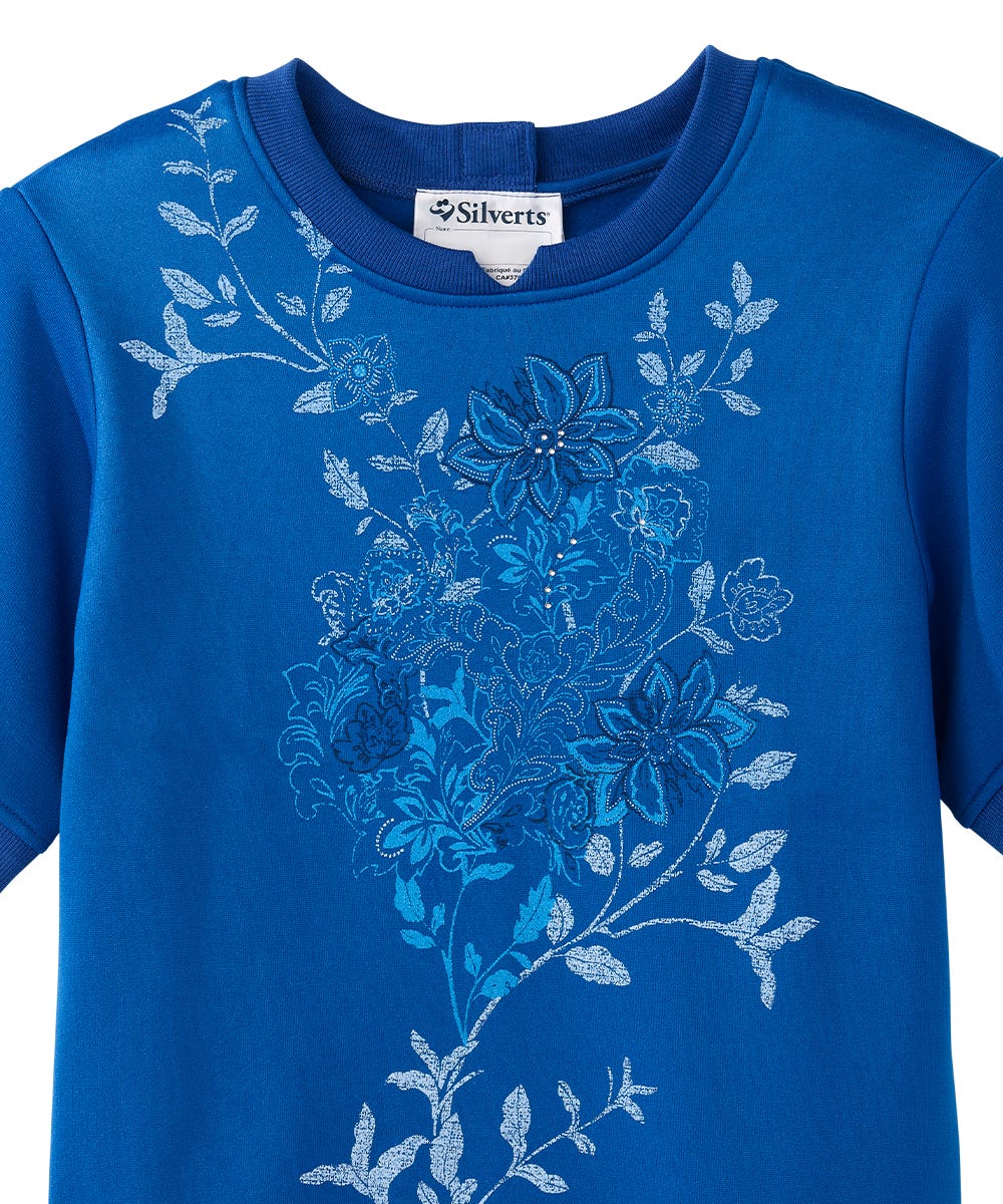 Women's Open Back Floral Fleece Top - Silverts 15